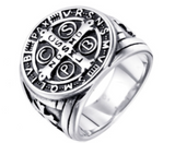 Wholesale ST BENEDICT  METAL BIKER RING