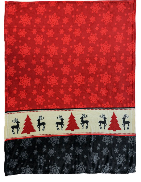 Wholesale CHRISTMAS PRINT LARGE 50X60 IN PLUSH  THROW BLANKET ( sold by the piece )
