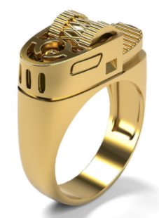 Wholesale GOLD LIGHTER SHAPED  METAL BIKER RING ( sold by the piece)