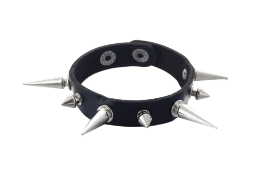 Spiked Punk Leather Bracelets, Triple Row Edgy Accessories