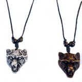 Wholesale Wolf Head Necklace on Adjustable Cord With Beads