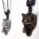 Wholesale Wolf Head Necklace on Adjustable Cord With Beads