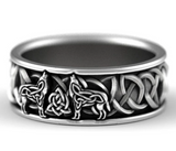 Wholesale CELTIC HOWLING WOLVES METAL BIKER RING