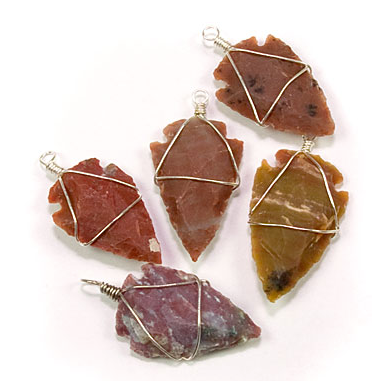 Buy RED JASPER WIRE WRAPPED STONE ARROWHEAD PENDANTS(Sold by the dozen or with necklace))Bulk Price