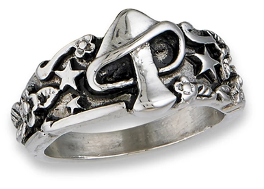 Wholesale MUSHROOM FLOWERS AND STARS METAL BIKER RING ( sold by the piece)
