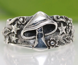 Wholesale MUSHROOM FLOWERS AND STARS METAL BIKER RING ( sold by the piece)