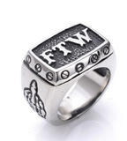 Wholesale FTW #3 MIDDLE FINGER METAL BIKER RING