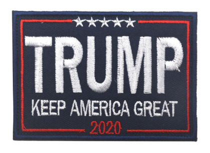 Wholesale EMBROIDERED TRUMP KEEP AMERICA GREAT  HOOK & LOOP PATCH SIZE 3 1/2 X 2 1/2 (sold by the piece or dozen)