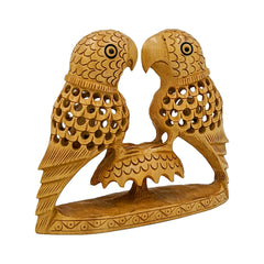 Add a Tropical Touch to Your Home Décor with Handcrafted Wooden Parrot Couple 2  (4.5 Inch)