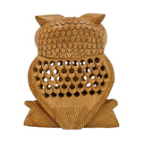 Handmade Wooden Owl Statue