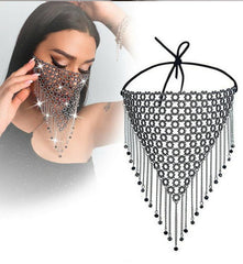 Rhinestone Face Mask Diamond Metal Tassel Face Cover Jewelry For Women | Rhinestone Party Mask For Night Club
