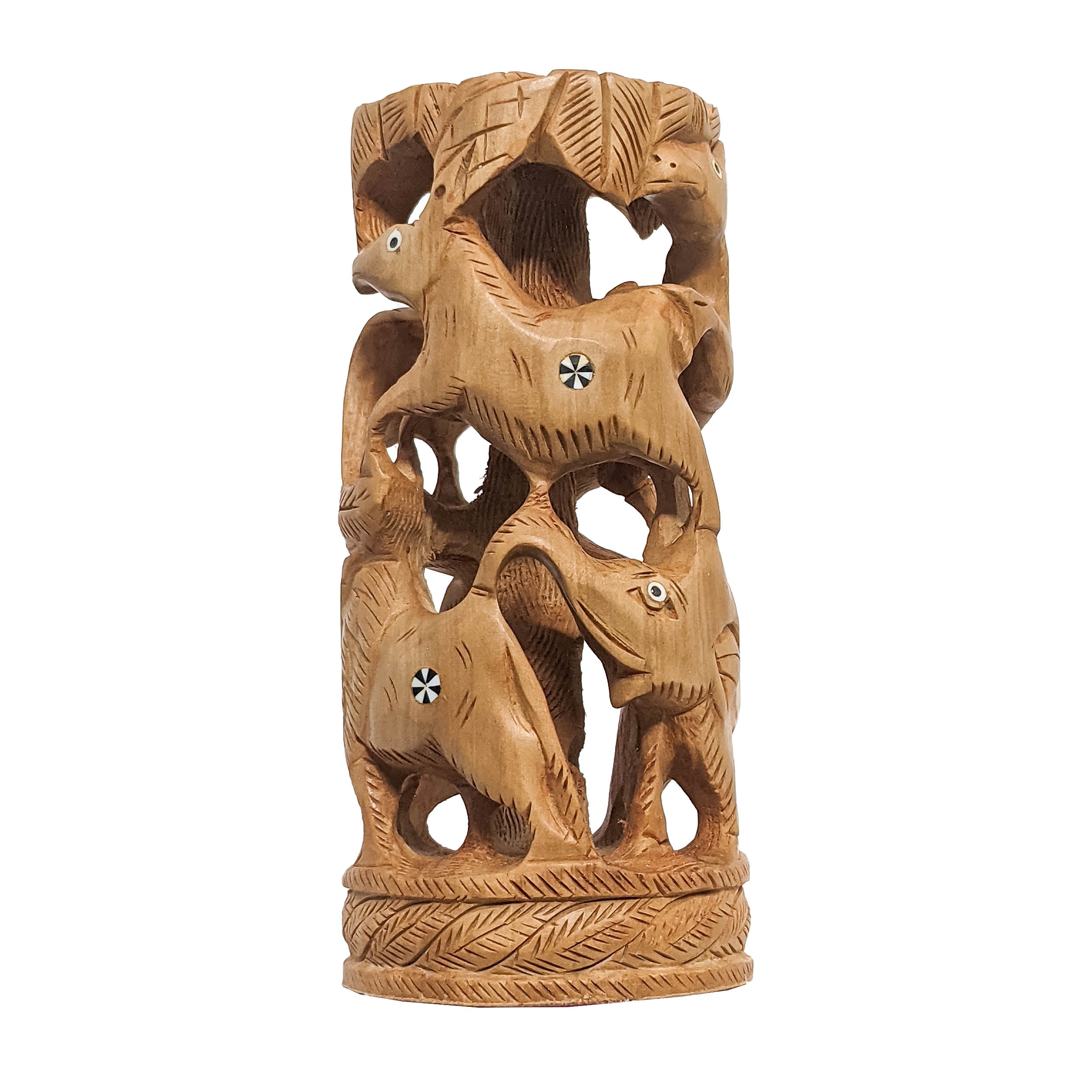Add Charm to Your Home with Handcrafted Wooden Animal Mix Statue