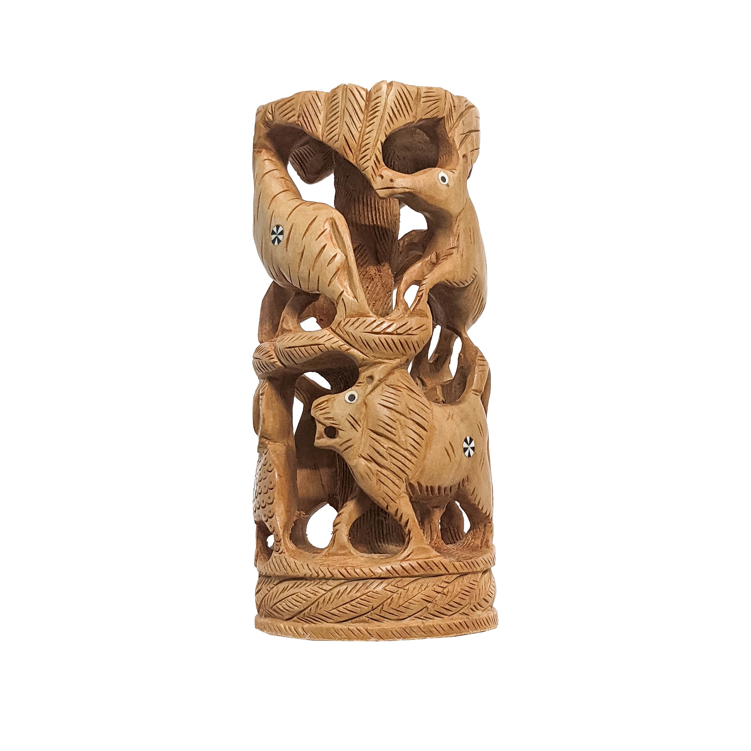 Add Charm to Your Home with Handcrafted Wooden Animal Mix Statue