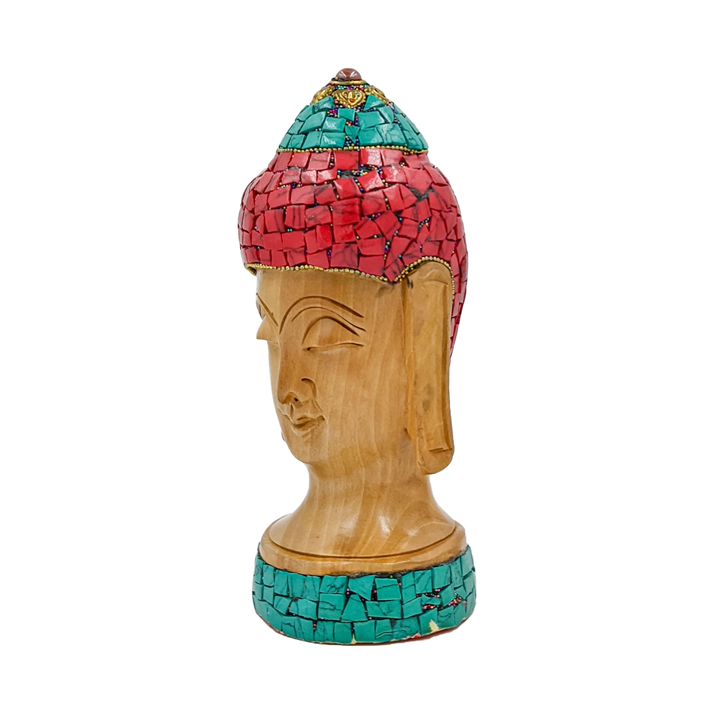 Handcrafted 6-Inch Wooden Stone Buddha Statue