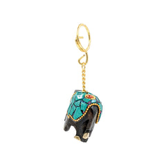 Handcrafted Stone Elephant Keychain and Key Holder - JSBlueRidge Wholesale (1inch)