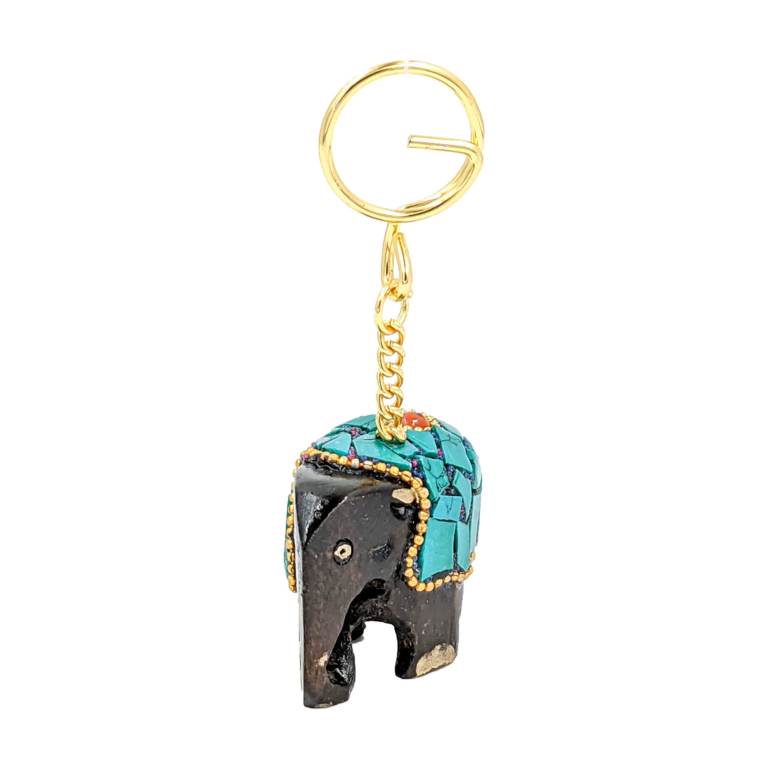 Handcrafted Stone Elephant Keychain and Key Holder - JSBlueRidge Wholesale (1inch)