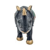 Wooden Rhinoceros Statue Home Decor Accent