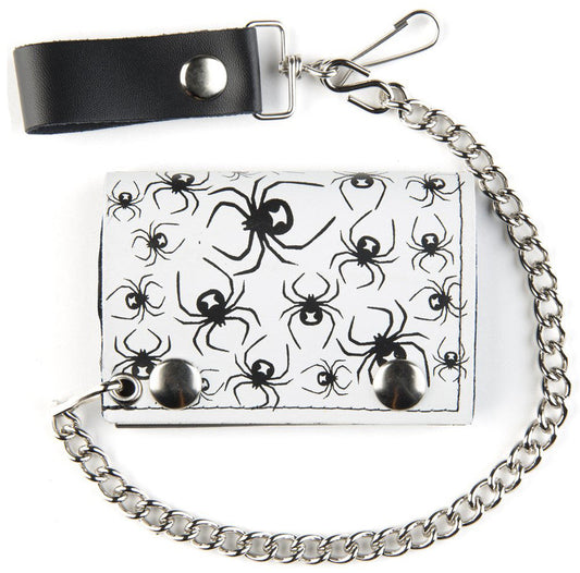 Buy BLACK WIDOW SPIDERS TRIFOLD LEATHER WALLETS WITH CHAINBulk Price