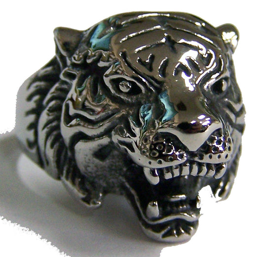 Wholesale TIGER HEAD W STAR STAINLESS STEEL BIKER RING ( sold by the piece )