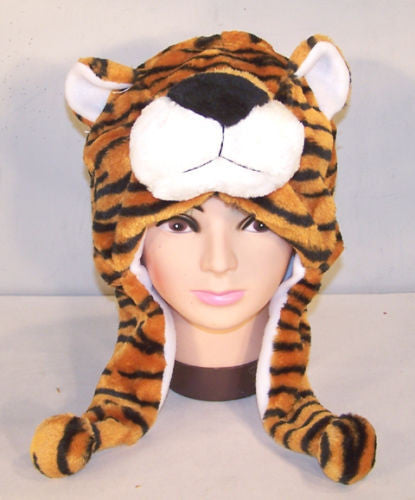 Wholesale ORANGE TIGER PLUSH ANIMAL HATS (Sold by the PIECE )