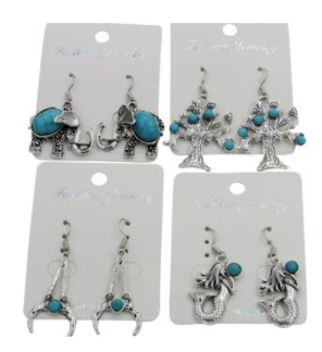 Wholesale ASSORTED SILVER & TURQUOISE EARRINGS ( sold by the pair)
