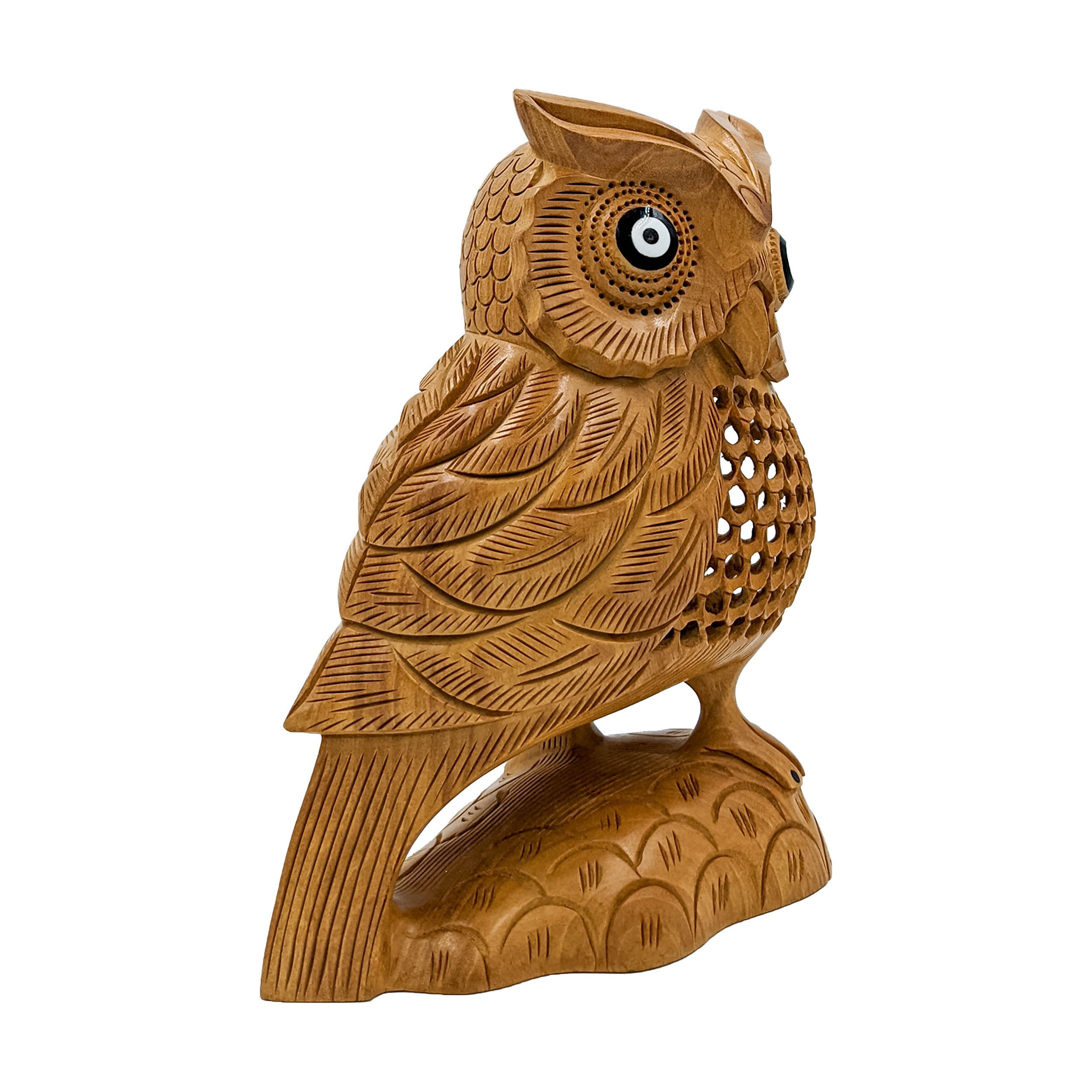 Wooden Handmade Carved Owl Statue 6-Inch
