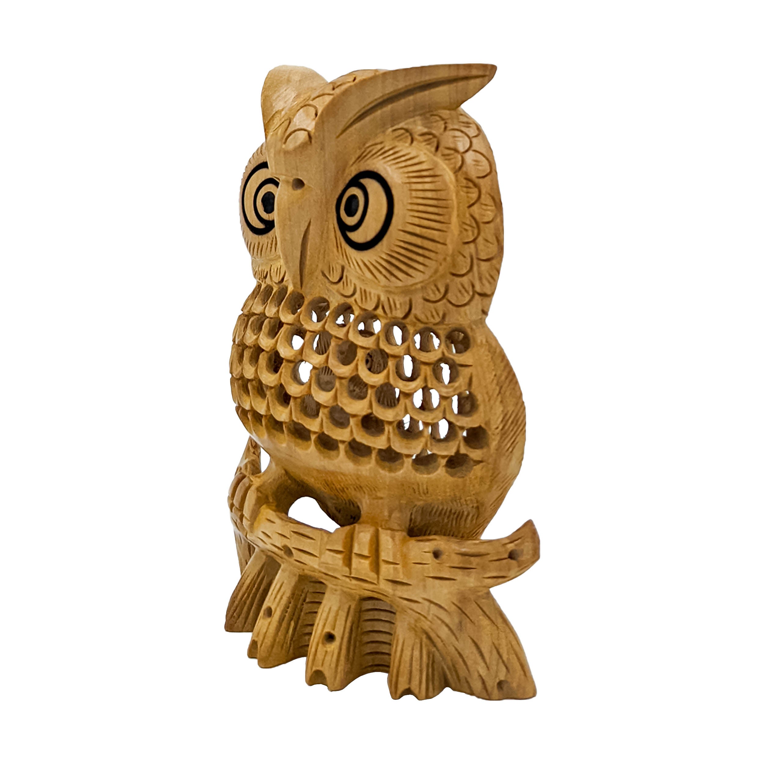 Wooden Handmade Carved Owl Statue For Home And Office Decor (5inch)
