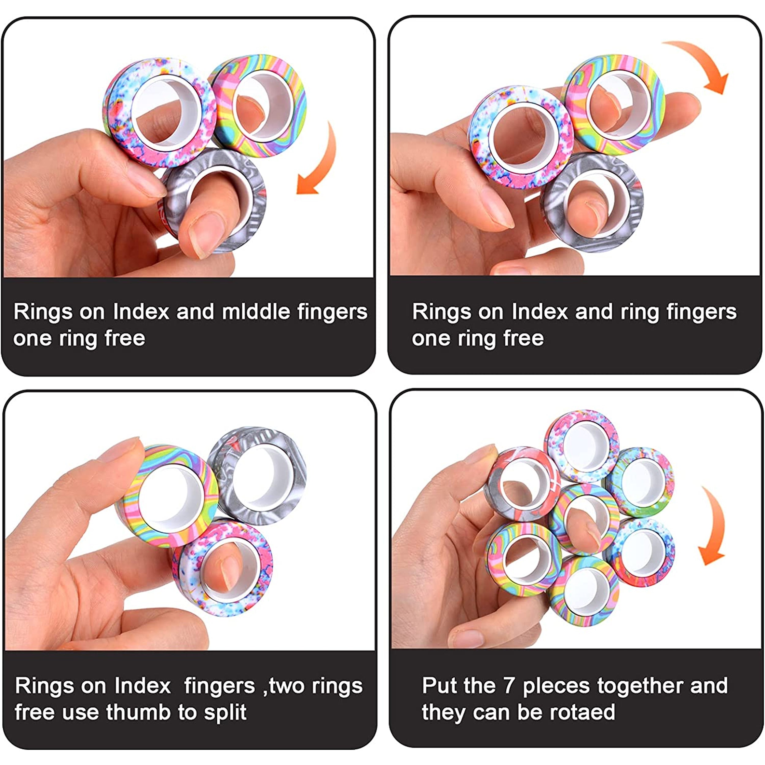 Tie Dye Color Magnetic Ring Fidget Toy- Assorted