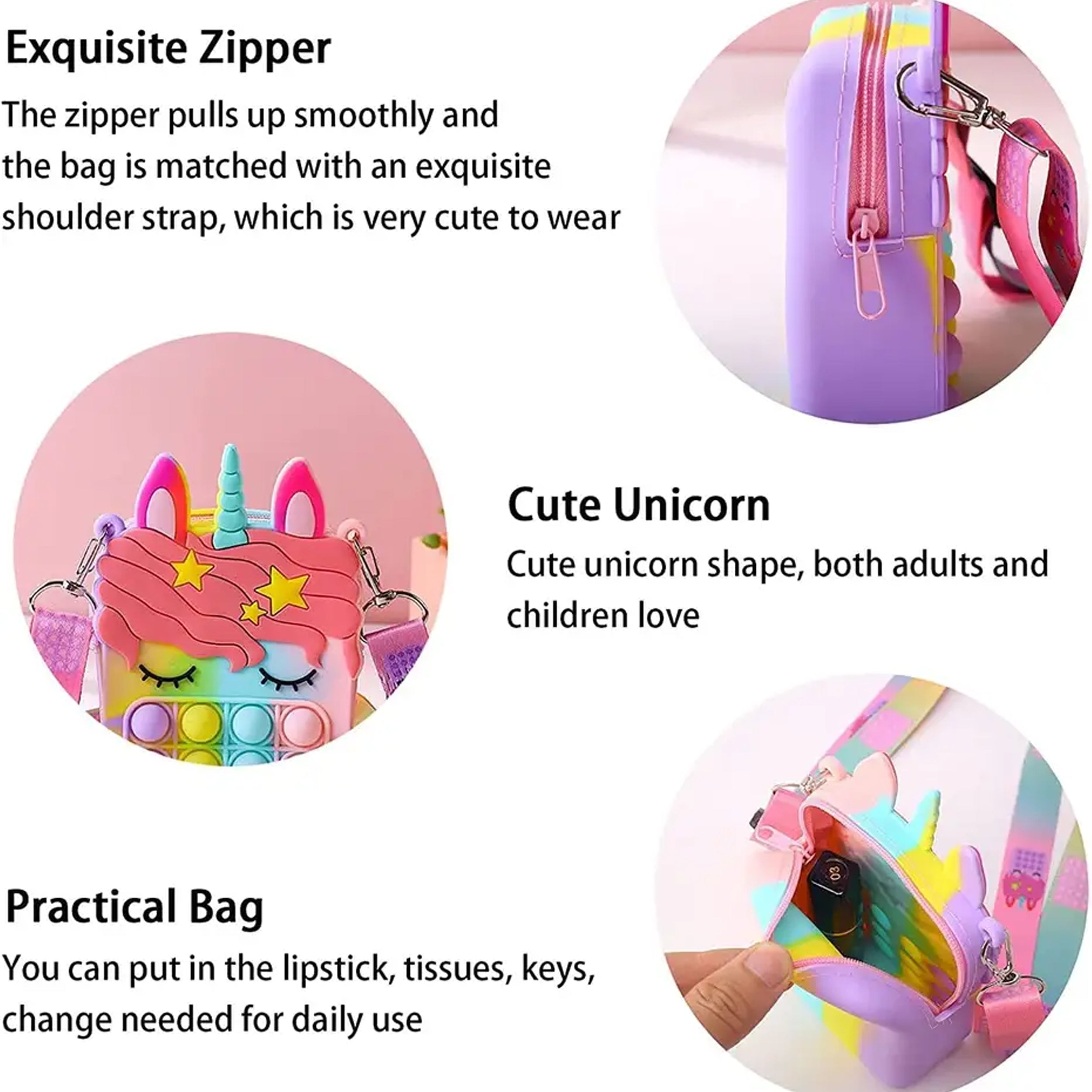 Pop It Unicorn Bags for Girls