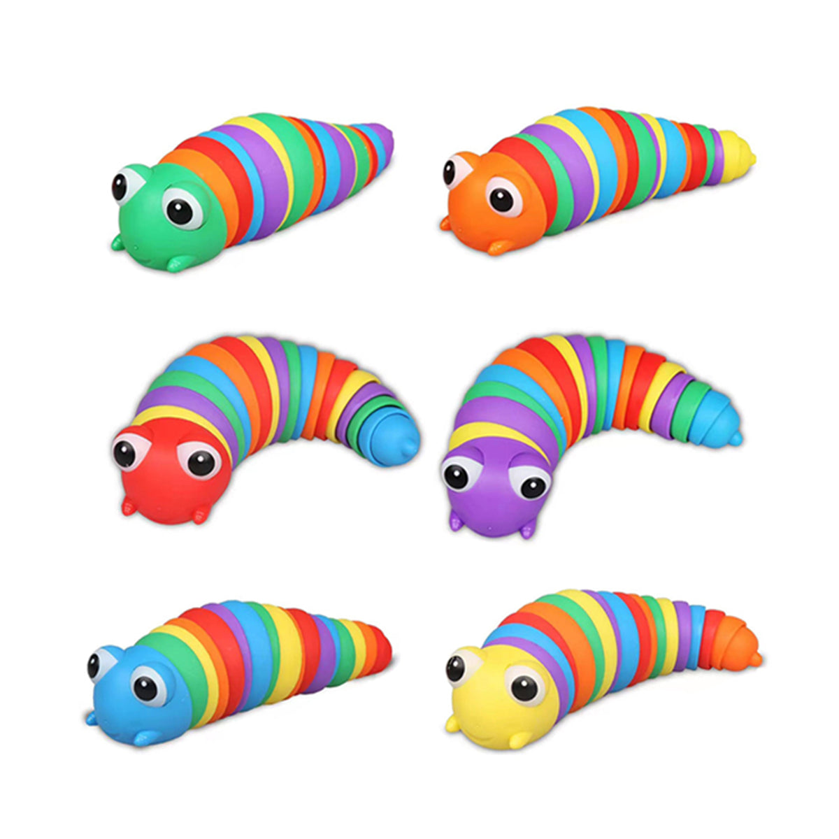 4 Pieces Rainbow Caterpillar Articulated Fidget Toy, Slug Fidget