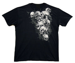 Wholesale magic PILE OF SKULLS BLACK TEE SHIRT ( sold by the piece )