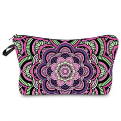 Travel in Style with Vintage Flower Patterned Large Capacity Polyester Makeup Bags for Girls & Women