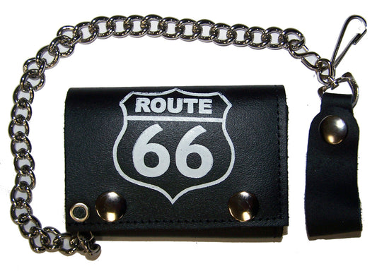 Buy ROUTE 66 TRIFOLD LEATHER WALLET WITH CHAINBulk Price