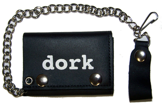 Buy DORK letters TRIFOLD LEATHER WALLET WITH CHAINBulk Price
