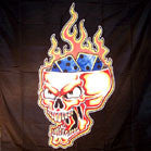 Wholesale LARGE OPEN HEAD SKULL WITH DICE 45IN WALL BANNER  (Sold by the piece)-* CLOSEOUT $2.50 EA