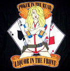 Wholesale LIQUOR UP FRONT POKER IN THE REAR WALL BANNER (Sold by the piece)