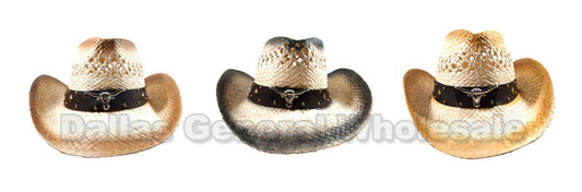 Adults Longhorn Straw Cowboy Hats Wholesale MOQ 12