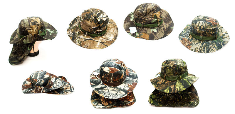Forest Camouflage Bucket Hat with Flap Neck Cover