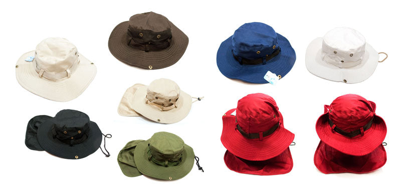 Solid Color Bucket Hat with Flap Neck Cover