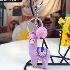 Purple color  Lama keychain with bell