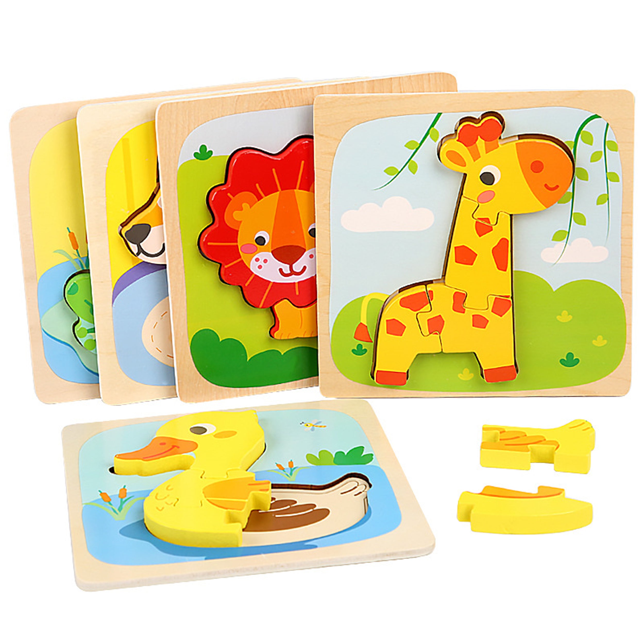 Educational Multicolor Jigsaw Wood Puzzles Set For Toddlers - Fun and Engaging Learning Activity