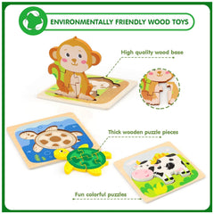 Educational Multicolor Jigsaw Wood Puzzles Set For Toddlers - Fun and Engaging Learning Activity