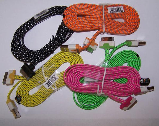 Wholesale IPHONE 4 / IPAD  BRAIDEDD CLOTH PHONE CABLE CHARGING CORDS 6 FOOT ( sold by the piece ) CLOSEOUT NOW ONLY  $ 1 EA