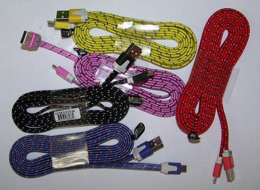 Wholesale MICRO USB  BRAIDEDD CLOTH PHONE CABLE CHARGING CORDS 6 FOOT ( sold by the piece ) CLOSEOUT NOW ONLY  $ 1 EA