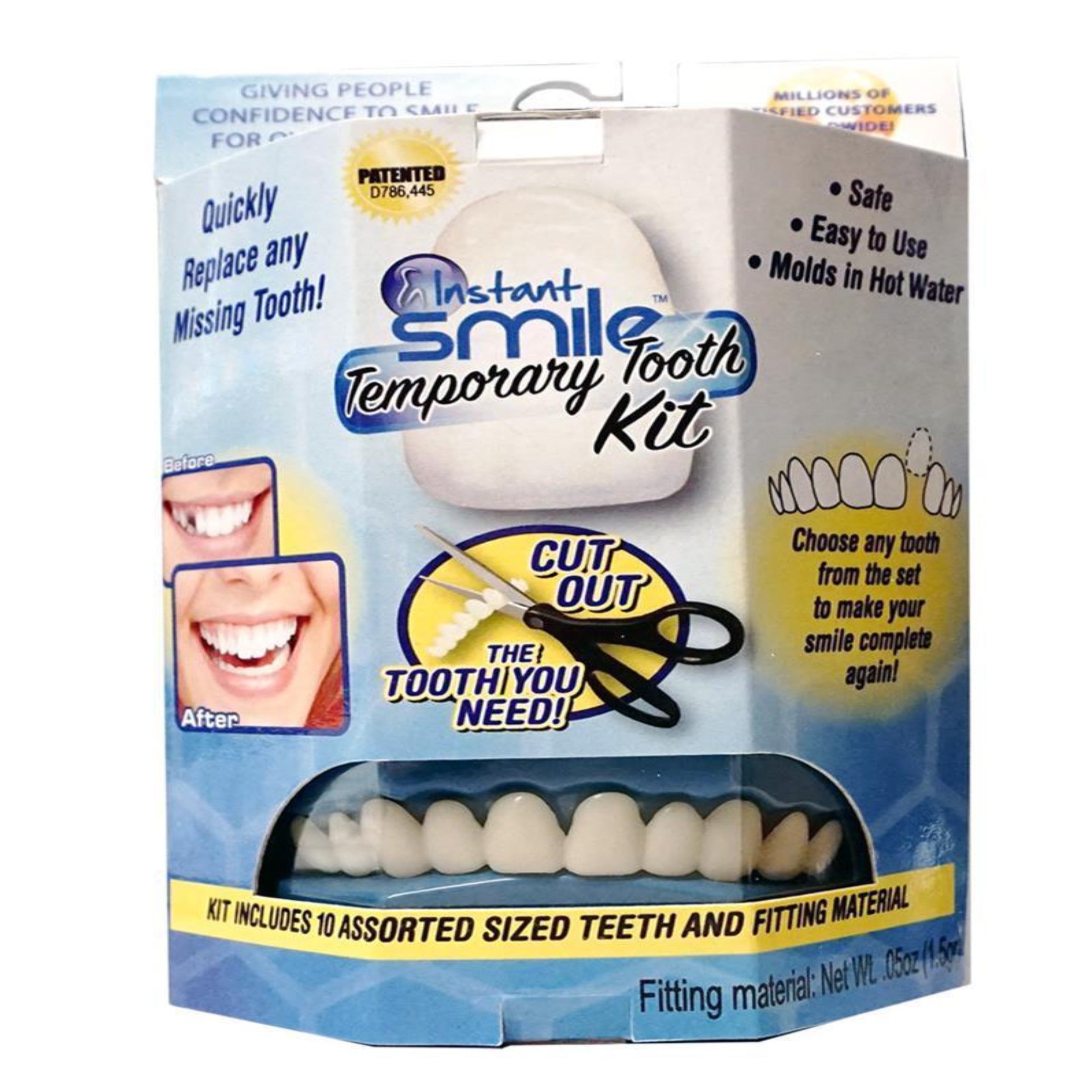 Instant Smile MULTISHADE Patented Temporary Tooth Repair Kit. A Realistic  Looking Fix for a Missing or