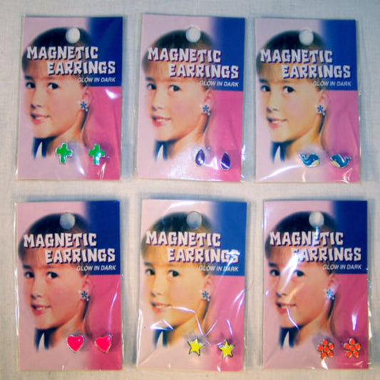 Wholesale 6 Glow in the Dark Magnetic Earrings New Children Girl (Sold by the piece or dozen)