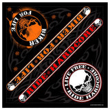 Wholesale DELUXE STENCIL SKULL BIKER FOR LIFE BANDANA (Sold by the piece or dozen)