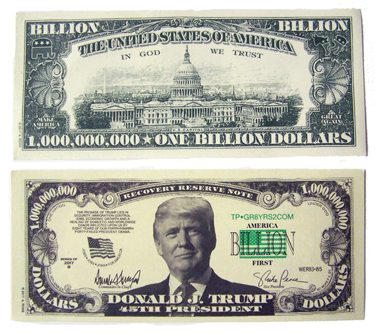 Buy DONALD TRUMP ONE BILLION DOLLAR FAKE MONEY BILL (Sold by the pad of 25 billsBulk Price