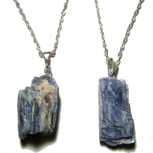 Wholesale Blue KYANITE Rough Natural Mineral Stone 24 in Sliver Link Chain Necklace (sold by the piece or dozen)