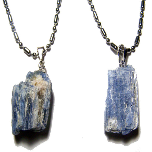 Wholesale Blue KYANITE Rough Natural Mineral Stone on Stainless Steel Ball Chain Necklace (sold by the piece or dozen)